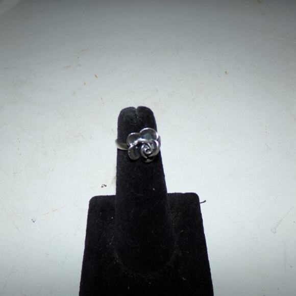 FLORAL ROSE .925 SILVER RING SIZE 6 - Picture 3 of 4